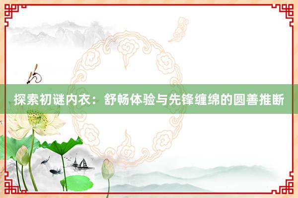 探索初谜内衣：舒畅体验与先锋缠绵的圆善推断